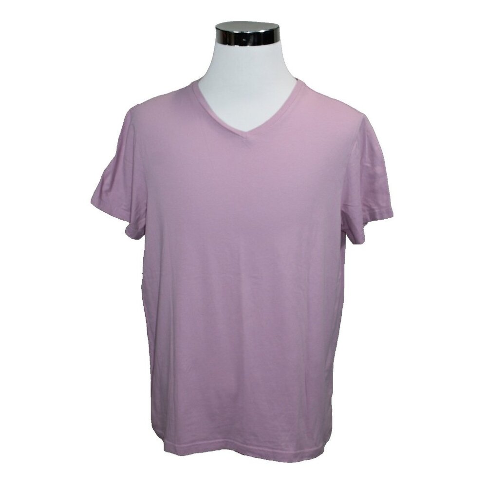 Greyson Shirt Men Large Pink V-Neck Spirit Pima Cotton Wolf Logo Casual Soft Tee